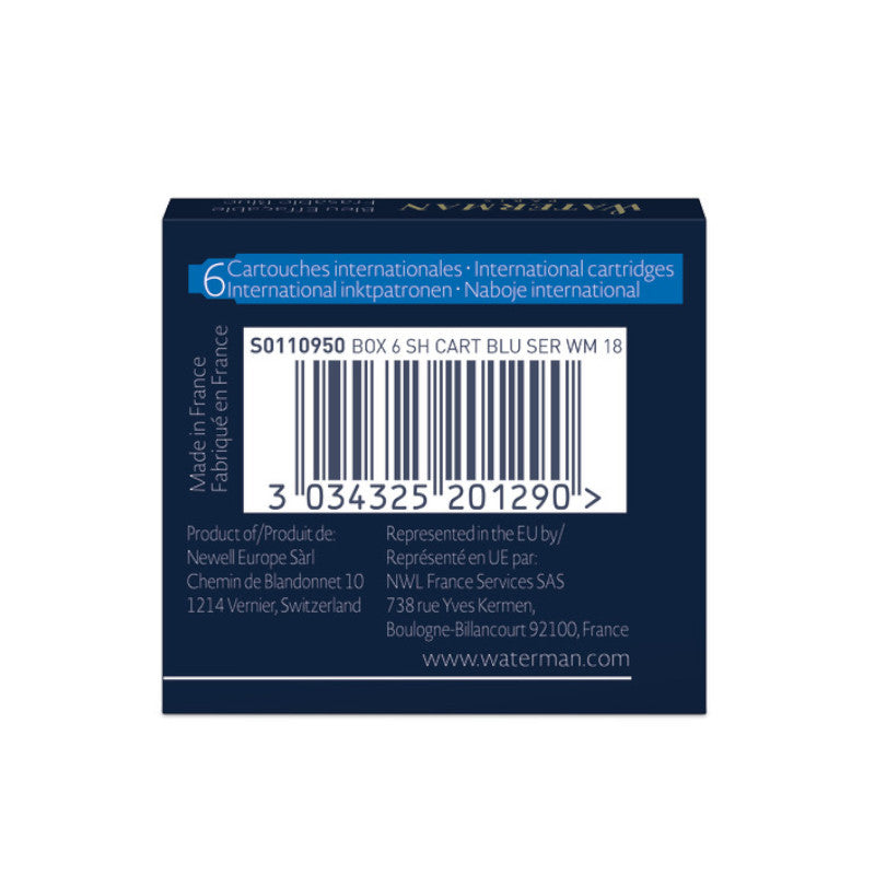 Waterman Short Ink Cartridge, Florida-Serenity Blue