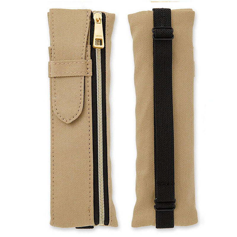 Midori Book Band Pen Case. Khaki