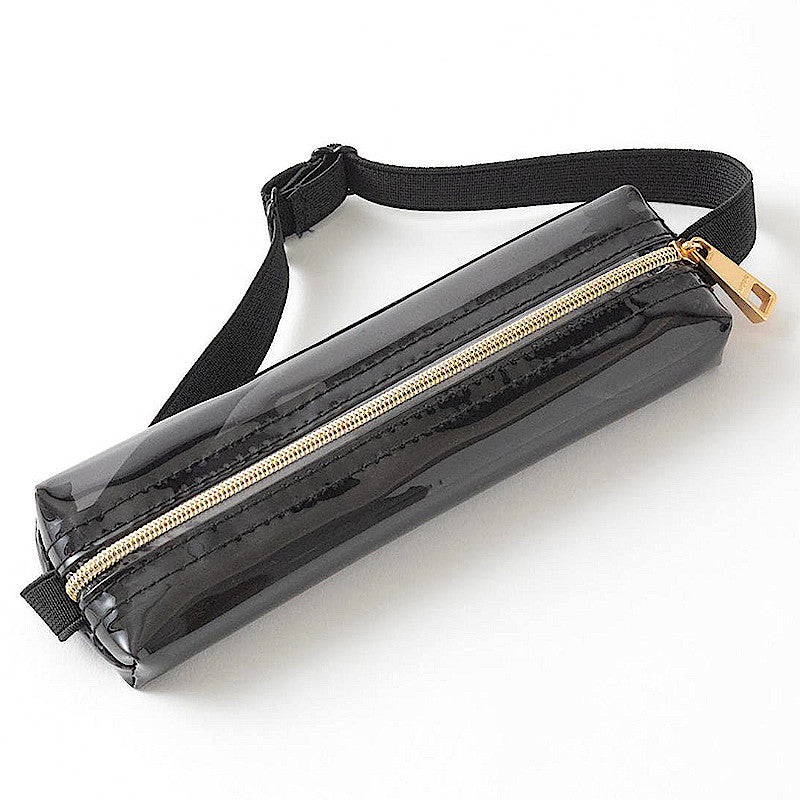 Midori Book Band Pen Case. Clear-Black