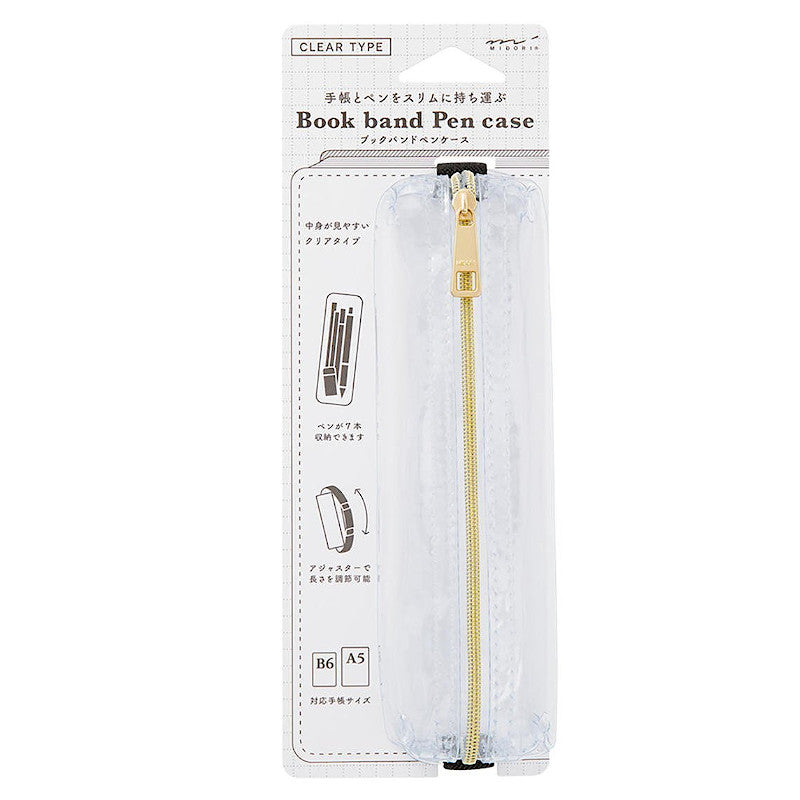 Midori Book Band Pen Case. Clear
