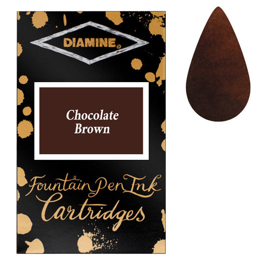 Cartuchos de tinta Diamine marrón chocolate, paquete de 18