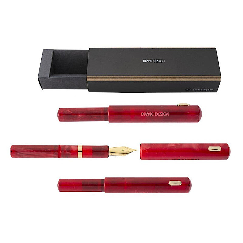 DD POCKET Red Gold Plated Trims Fountain Pen  NEW!!