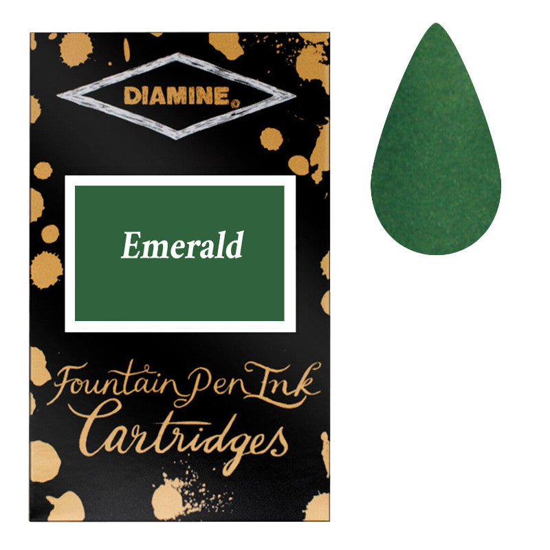 Diamine Cartridges Emerald Ink, Pack of 18
