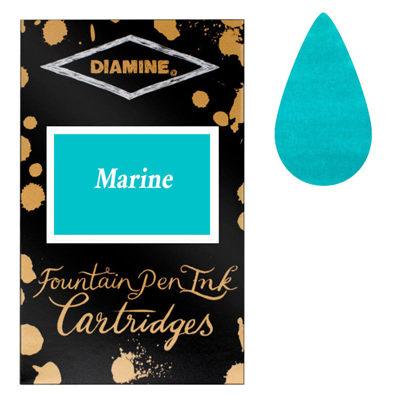 Diamine Cartridges Marine Ink, Pack of 18