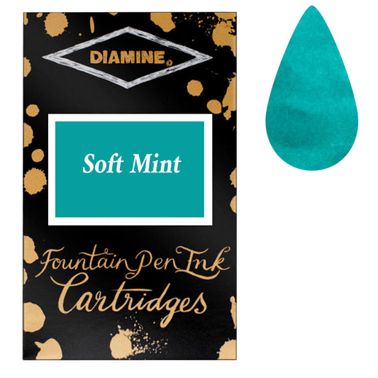 Cartuchos de tinta Diamine Soft Mint, paquete de 18