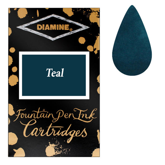 Diamine Cartridges Teal Ink, Pack of 18