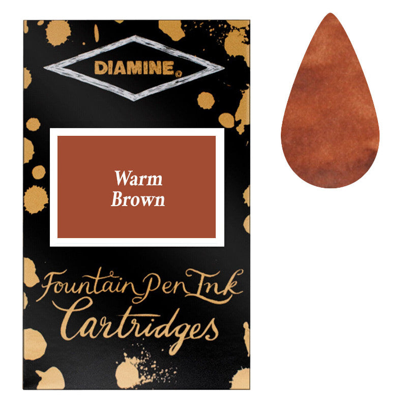 Diamine Cartridges Warm Brown Ink, Pack of 18