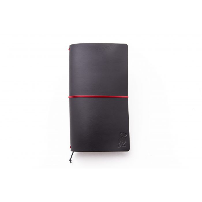Traveler Notebook Black Leather/Red Rubber